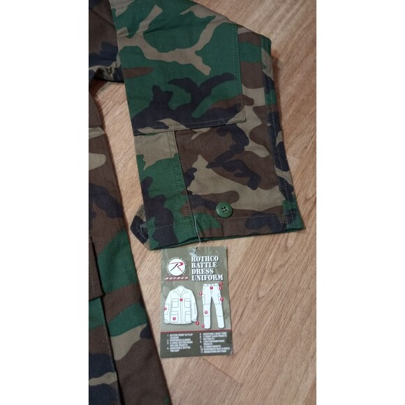 NWT Rothco Jacket Mens Small Woodland Camo Field Button Shirt Uniform BDU Army - Picture 2 of 16